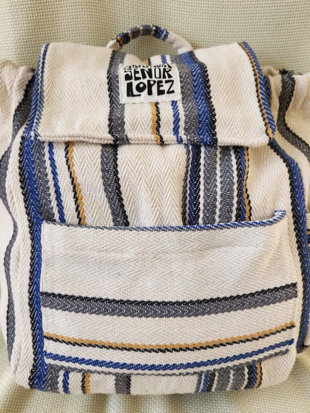 Original Senor Lopez Baja Backpack Striped Mexican Hippie Boho Beach Bag Recycle - Picture 10 of 14